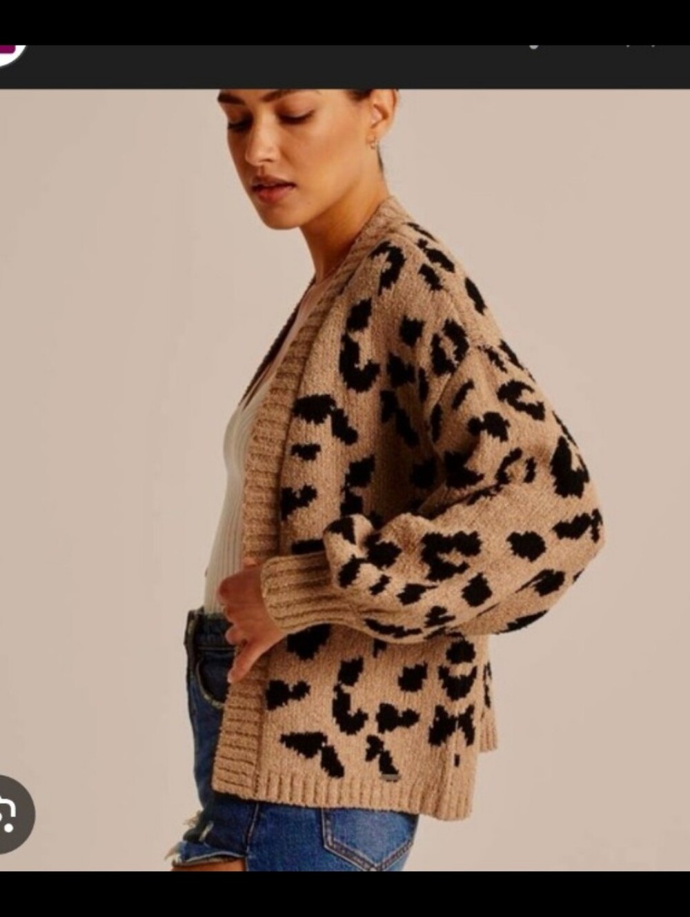 ABERCROMBIE+ FITCH animal Print Open Front Cardigan - Size Small - Picture 1 of 6